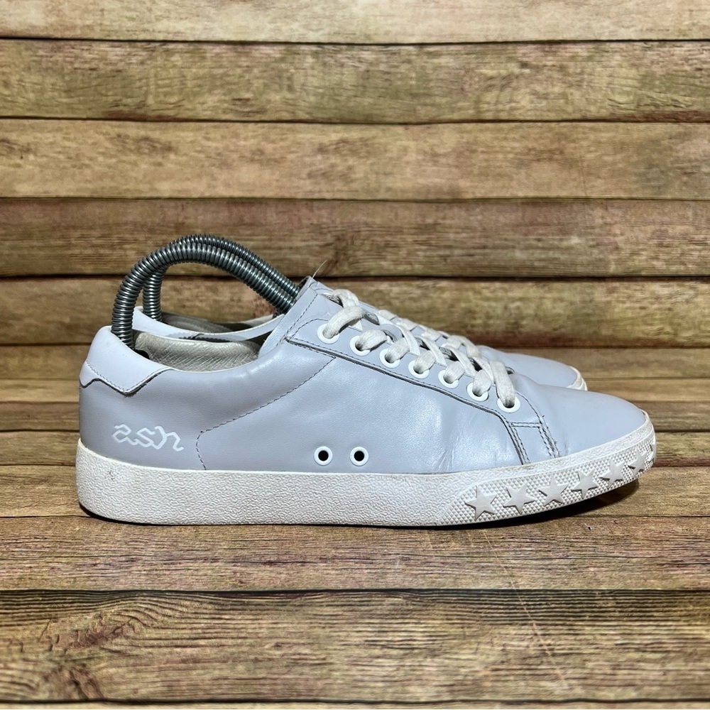 Ash Grey Leather Low Sneakers - Picture 3 of 9